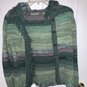 Multicolored Hooded Button Cardigan